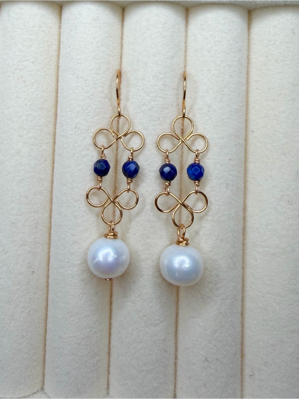 Lapis Pearl Earrings - Picture 2 of 2